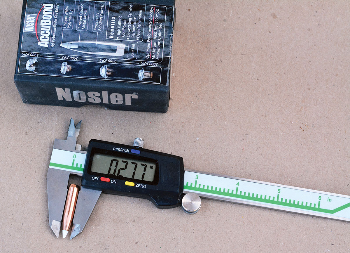 Standard bullet diameter is .277 inch, the same as the 270 Winchester.